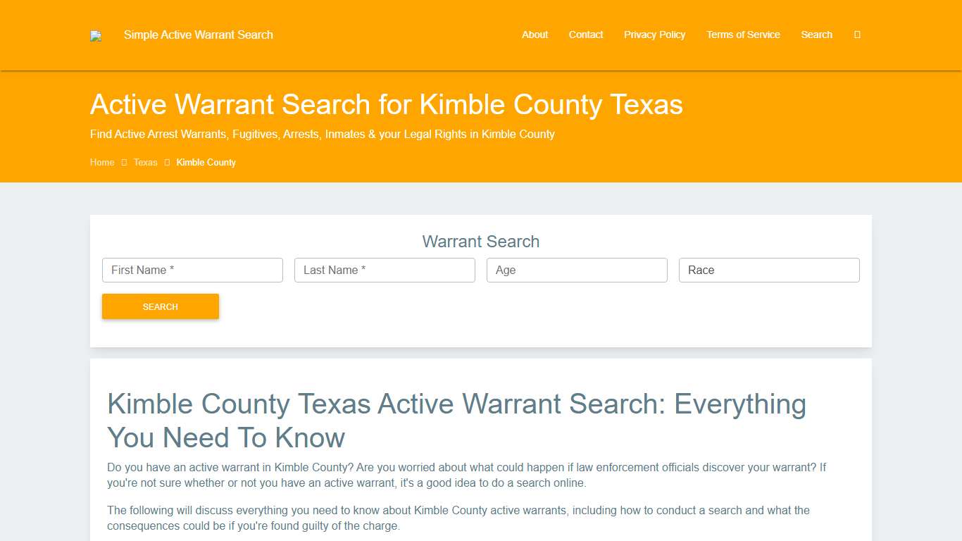 Active Warrant Search in Kimble County Texas - Outstanding Warrants