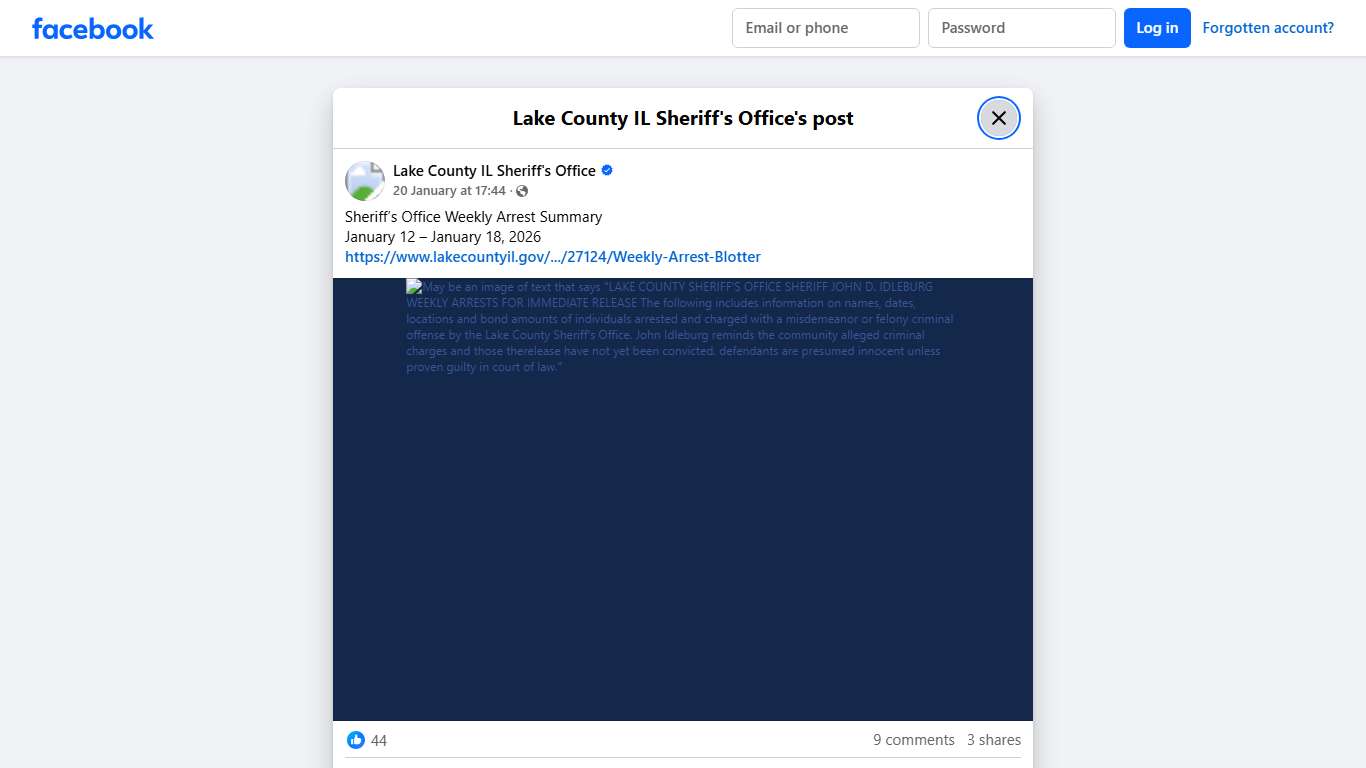 Sheriff’s Office Weekly... - Lake County IL Sheriff's Office Facebook